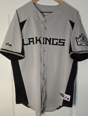 Majestic Gray and Black LA Kings Jersey with Crest Patch